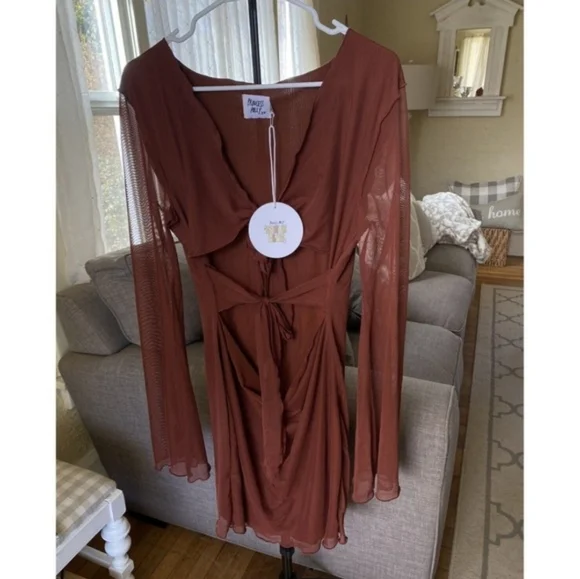 NWT Princess Polly Baewatch Brown Cutout Mini Dress Size 12 - Picture 5 of 9